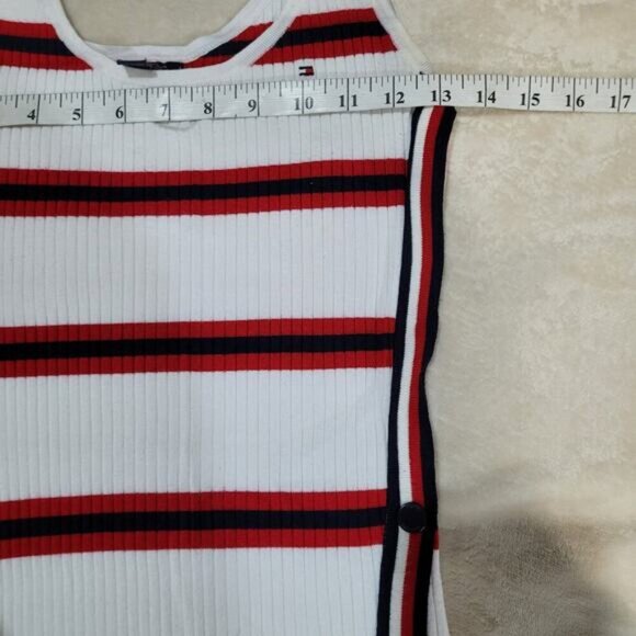 Tommy Hilfiger Striped Sleeveless Ribbed Dress with Snap Button Side - Size XXS - Picture 7 of 9